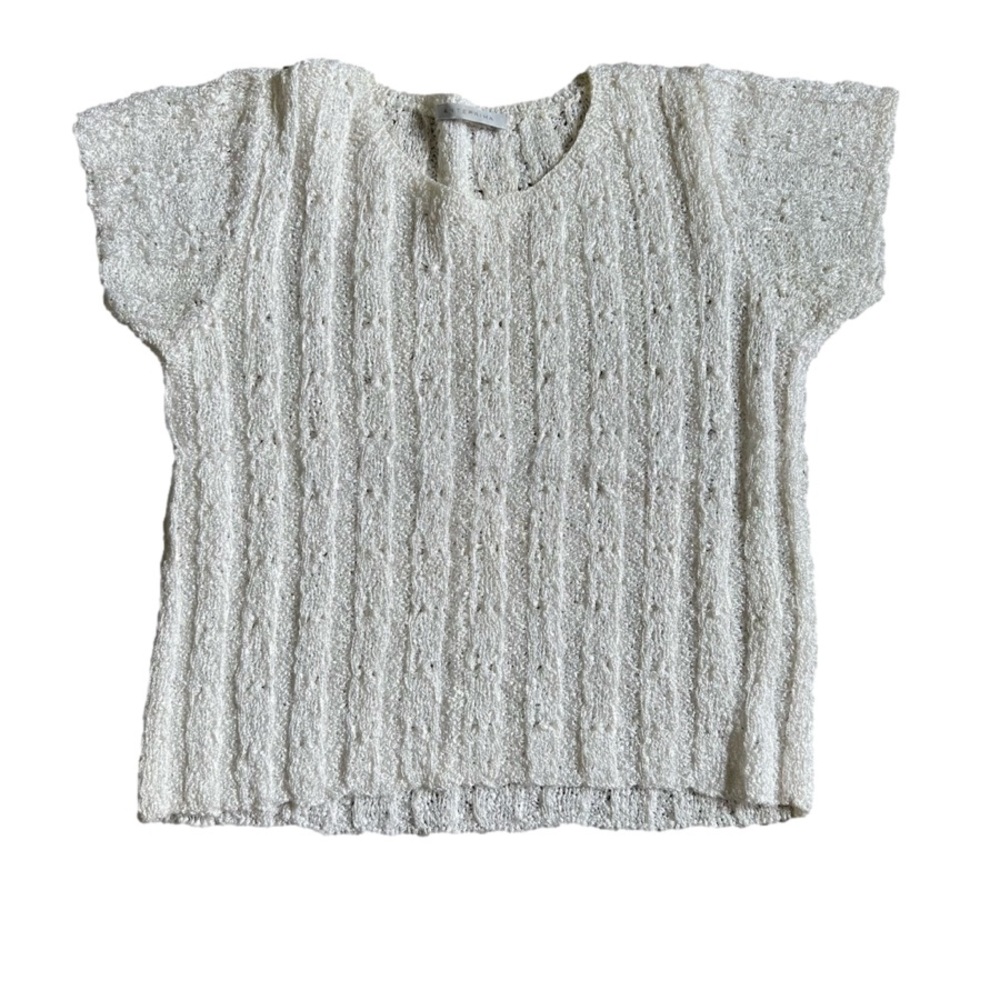 ANTEPRIMA Off-White Sparkle Knit Boxy Pullover Sweater - Size Medium